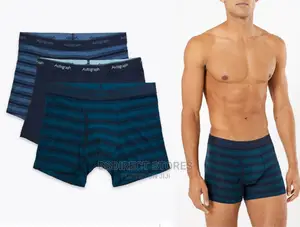 Marks and Spencer Blue Stripe 3pk Supima Cotton Blend Trunks