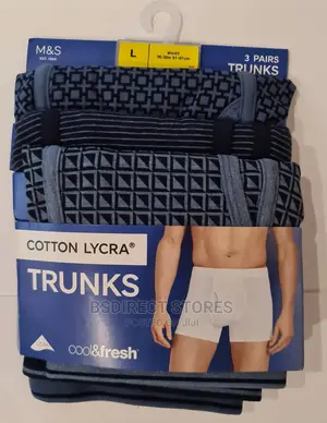 Marks and Spencer Blue Cubes 3pk Cotton Cool Fresh Trunks