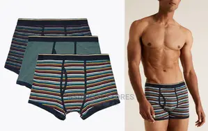 Marks Spencer Multi-Stripe 3pk Cotton Cool Fresh Trunks