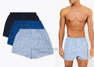 Marks and Spencer 3pk Pure Cotton Blue Print Woven Boxers