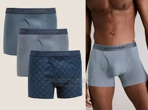MARKS AND SPENCER Blue Mix Supersoft 3 Pack Microskin Trunks