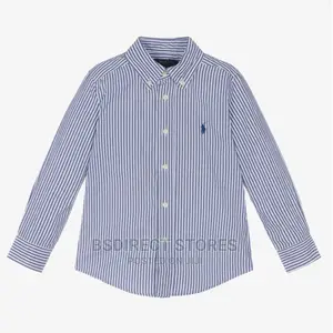 RALPH LAUREN Blue Logo-Embroidered Cotton Long-Sleeve Shirt