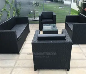 7 Seater Black Rattan Chair
