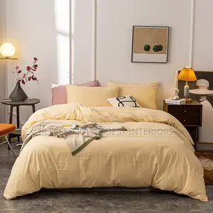 Pure Cotton Plain Duvet and Bedsheet Set