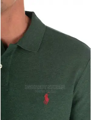 POLO RALPH LAUREN Bottle Green Cotton Long Sleeve Polo Shirt