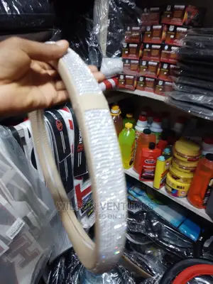 Luxury Crystal Stone Steering Wheel Cover- Cream