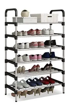 Stainless Shoe Rack + Steel Pipes (6 Layers)