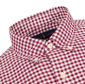 Polo Ralph Lauren Wine Custom Fit Gingham Oxford Shirt