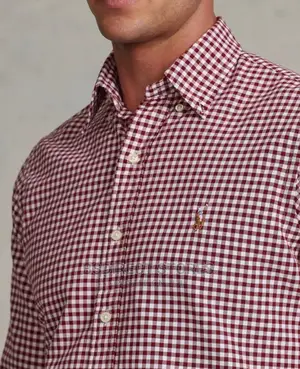 Polo Ralph Lauren Wine Custom Fit Gingham Oxford Shirt