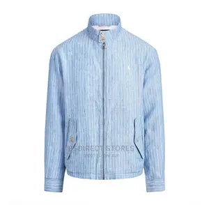 Polo Ralph Lauren Striped Linen Jacket Capri Blue / White