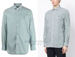 Polo Ralph Lauren Dark Green/White Stripe-Print Cotton Shirt