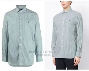 Polo Ralph Lauren Dark Green/White Stripe-Print Cotton Shirt