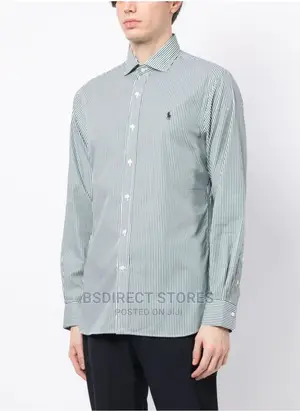 Polo Ralph Lauren Dark Green/White Stripe-Print Cotton Shirt