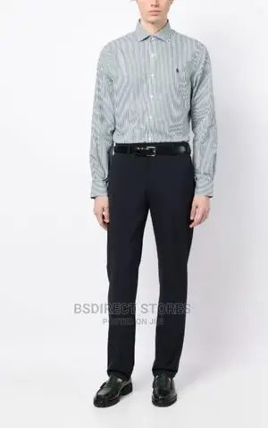 Polo Ralph Lauren Dark Green/White Stripe-Print Cotton Shirt