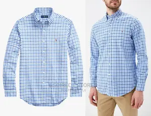 Polo Ralph Lauren Classic Fit Plaid Oxford Shirt Cabana Blue