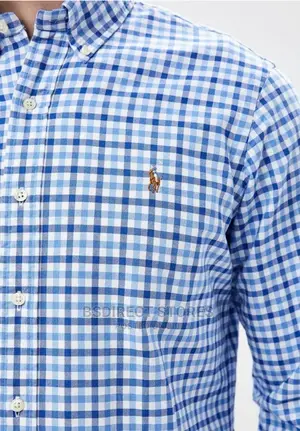 Polo Ralph Lauren Classic Fit Plaid Oxford Shirt Cabana Blue