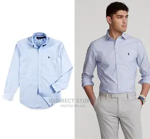 Polo Ralph Lauren Light Blue/White Slim Fit Poplin Shirt