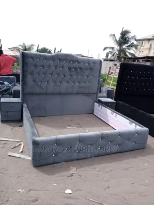 Quality High Back Rest Padded Bedframe With Bedside Drawers.