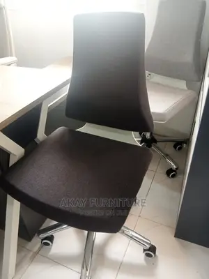 Armless Fabric Swivel Chair Grey