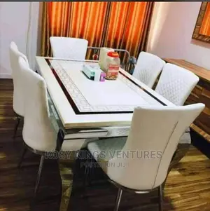 Luxurious Marble Versace Dinning With Six Leather Chairs