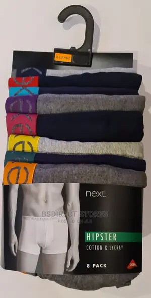 NEXT Hipsters Navy/Grey Coloured Waistband Boxers Pack Of 8