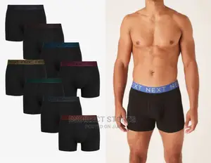 NEXT a-Front Black Bright Waistband Cotton Boxers Pack of 8