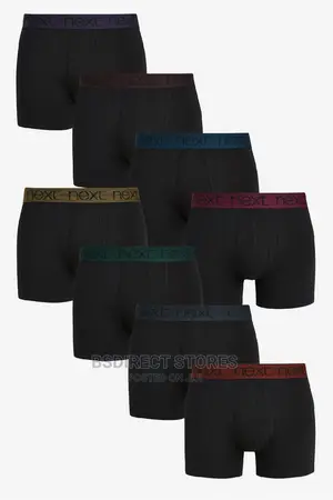 NEXT a-Front Black Bright Waistband Cotton Boxers Pack of 8