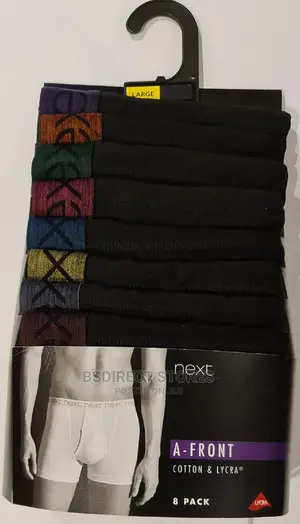 NEXT a-Front Black Bright Waistband Cotton Boxers Pack of 8