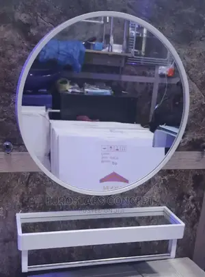 White Frame Mirror With Shelf
