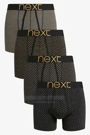 NEXT Black/Gold Pattern a-Front Luxury Men Boxers Pack of 4