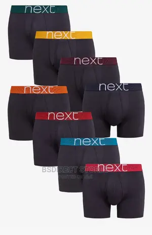 NEXT Navy Coloured Waistband a-Front Luxury Boxers Pack of 8