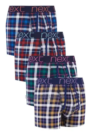 NEXT a-Front Bright Check Luxury Cotton Boxers Pack of Four