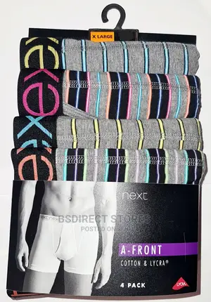 NEXT a-Front Grey Bright Stripe Luxury Men Boxers Pack of 4