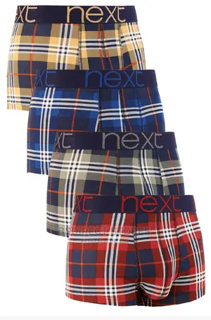 NEXT Hipsters Check Waistband Luxury Cotton Boxers Pack of 4
