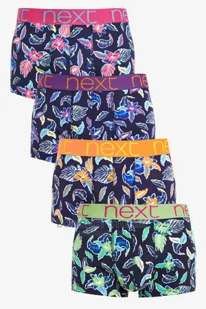 NEXT Hipsters Floral Print Luxury Cotton Boxers Pack of Four