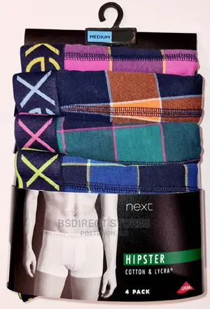 NEXT Hipsters Bright Check Luxury Cotton Boxers Pack of Four