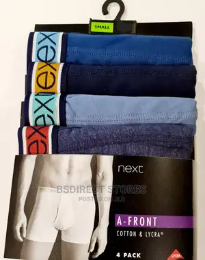 NEXT a-Front Blue Colour Waistband Luxury Boxers Pack of 4