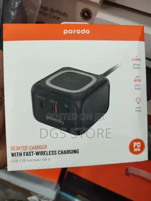 Porodo Desktop Charger With Wireless Fast Changing 30w PD