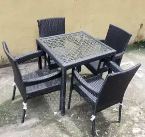 Set of Eatery/Garden Cane Rattan Chairs and Glass Top Table
