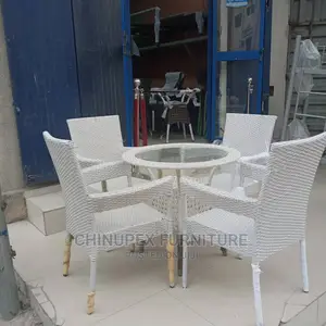 White Outdoor/Eatery/Garden Rattan Chairs and Table