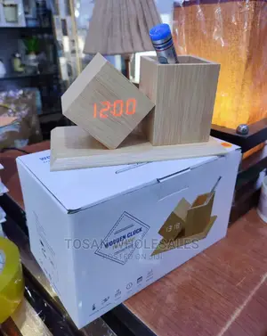 Corporate Gift - Wooden Pen Holder+ Digital Clock