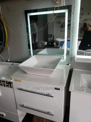 Suspended White Cabinet Wash Hand Basin