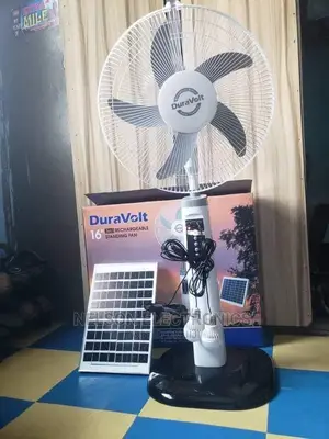 Duravolt Rechargeable Fan With Solar Panels and 2 Bulbs