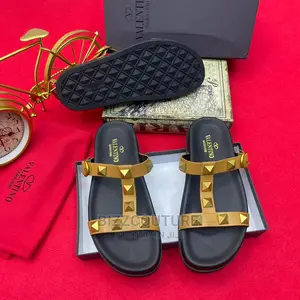 Original VALENTINO Men Studded Slippers Available in Store