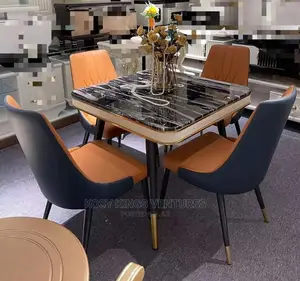 Luxurious Marble Dinning Table With Four Leather Seats