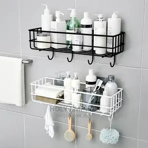 Punch-Free Corner Storage Rack Shower Basket Wall Mount