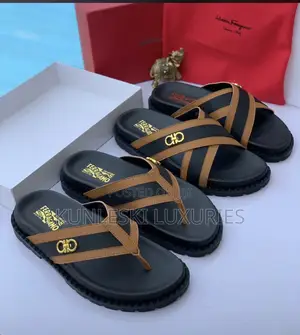 Original Salvatore Ferragamo Men Leather Slippers Available