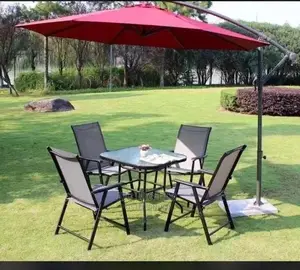 Set of Garden Folding Chairs and Table With Umbrella