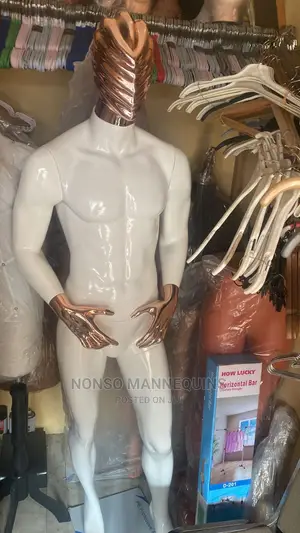 Glossy White Rose Gold Body Huge Male Mannequin