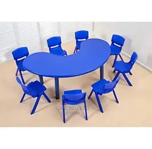 Kidney or Half Moon Table for Children and Chair